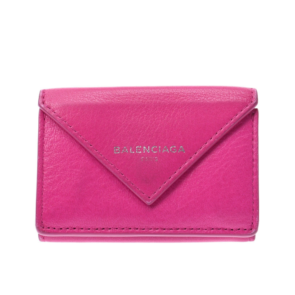 BALENCIAGA Paper Wallet Pink Calfskin Tri fold